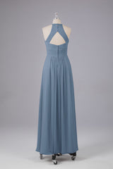 Elegante halter sleutelgat chiffon bruidsmeisje jurken