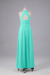 Elegante halter sleutelgat chiffon bruidsmeisje jurken