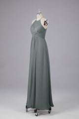 Elegante halter sleutelgat chiffon bruidsmeisje jurken