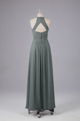 Elegante halter sleutelgat chiffon bruidsmeisje jurken