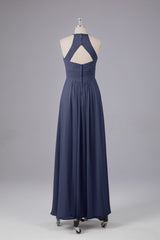 Elegante halter sleutelgat chiffon bruidsmeisje jurken