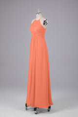 Elegante halter sleutelgat chiffon bruidsmeisje jurken