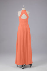 Elegante halter sleutelgat chiffon bruidsmeisje jurken