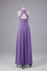 Elegante halter sleutelgat chiffon bruidsmeisje jurken