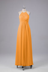 Elegante halter sleutelgat chiffon bruidsmeisje jurken