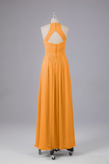 Elegante halter sleutelgat chiffon bruidsmeisje jurken