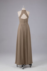 Elegante halter sleutelgat chiffon bruidsmeisje jurken
