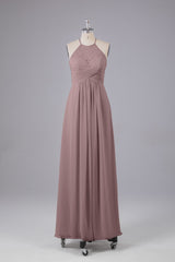 Elegante halter sleutelgat chiffon bruidsmeisje jurken