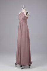 Elegante halter sleutelgat chiffon bruidsmeisje jurken