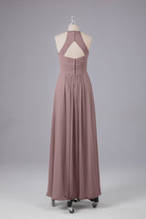 Elegante halter sleutelgat chiffon bruidsmeisje jurken