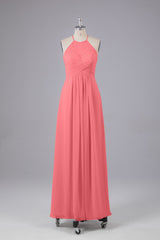 Elegante halter sleutelgat chiffon bruidsmeisje jurken
