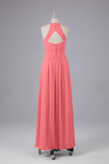 Elegante halter sleutelgat chiffon bruidsmeisje jurken