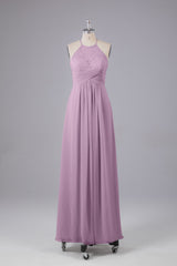 Elegante halter sleutelgat chiffon bruidsmeisje jurken