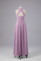 Elegante halter sleutelgat chiffon bruidsmeisje jurken