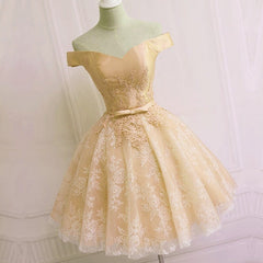 Elegant Lace Appliques Satin Off The Shoulder Homecoming Dress Short