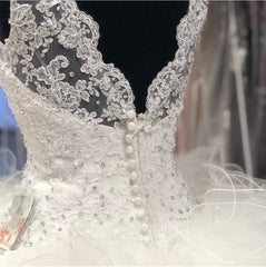 Elegant Lace Embroidery V-neck Organza Ruffles Ball Gowns Quinceanera Dresses