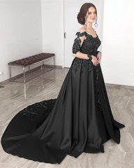 Elegant Lace Long Sleeves Prom Dresses Sheer Neck