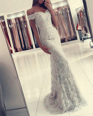 Elegant Lace Mermaid Prom Dresses Off Shoulder