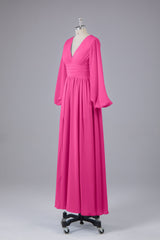 Garnières longues élégantes V Robes de demoiselle d'honneur en mousseline d'honneur