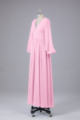 Garnières longues élégantes V Robes de demoiselle d'honneur en mousseline d'honneur