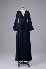 Garnières longues élégantes V Robes de demoiselle d'honneur en mousseline d'honneur