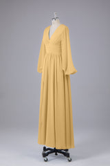 Garnières longues élégantes V Robes de demoiselle d'honneur en mousseline d'honneur