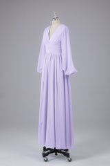 Garnières longues élégantes V Robes de demoiselle d'honneur en mousseline d'honneur