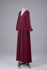 Garnières longues élégantes V Robes de demoiselle d'honneur en mousseline d'honneur