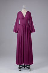 Garnières longues élégantes V Robes de demoiselle d'honneur en mousseline d'honneur