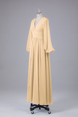Garnières longues élégantes V Robes de demoiselle d'honneur en mousseline d'honneur