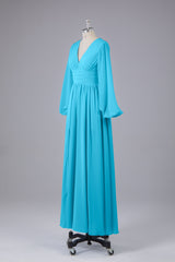 Garnières longues élégantes V Robes de demoiselle d'honneur en mousseline d'honneur