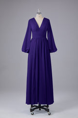 Garnières longues élégantes V Robes de demoiselle d'honneur en mousseline d'honneur