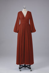 Garnières longues élégantes V Robes de demoiselle d'honneur en mousseline d'honneur