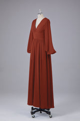 Garnières longues élégantes V Robes de demoiselle d'honneur en mousseline d'honneur