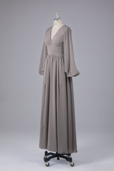 Garnières longues élégantes V Robes de demoiselle d'honneur en mousseline d'honneur