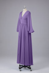 Garnières longues élégantes V Robes de demoiselle d'honneur en mousseline d'honneur