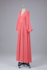 Garnières longues élégantes V Robes de demoiselle d'honneur en mousseline d'honneur