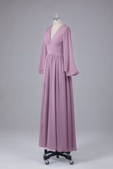 Garnières longues élégantes V Robes de demoiselle d'honneur en mousseline d'honneur