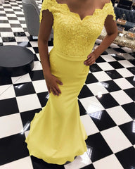 Elegant Mermaid Appliques Bridesmaid Dress Off Shoulder