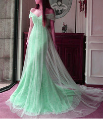 Elegant Mermaid Tulle Applique Off The Shoulder Dresses