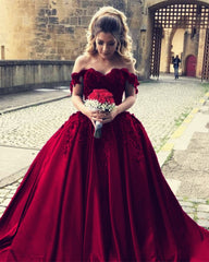Elegant Off Shoulder Satin Prom Dresses Ball Gowns For Wedding Party