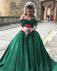 Elegant Off Shoulder Satin Prom Dresses Ball Gowns For Wedding Party