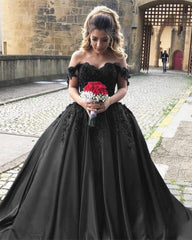 Elegant Off Shoulder Satin Prom Dresses Ball Gowns For Wedding Party