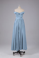 Elegant van de schouder satijnen bruidsmeisje jurken