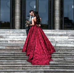 Elegant Spaghetti Straps Sweetheart Lace Prom Dresses Ball Gowns