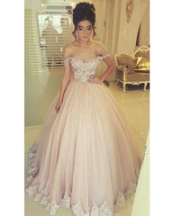 Elegant Sweetheart Ball Gown Floor Length Tulle Dresses Off Shoulder