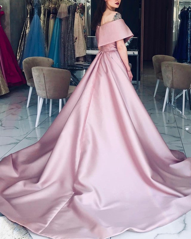 Elegant V Neck Satin Dress Off Shoulder