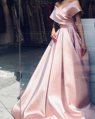 Elegant V Neck Satin Dress Off Shoulder