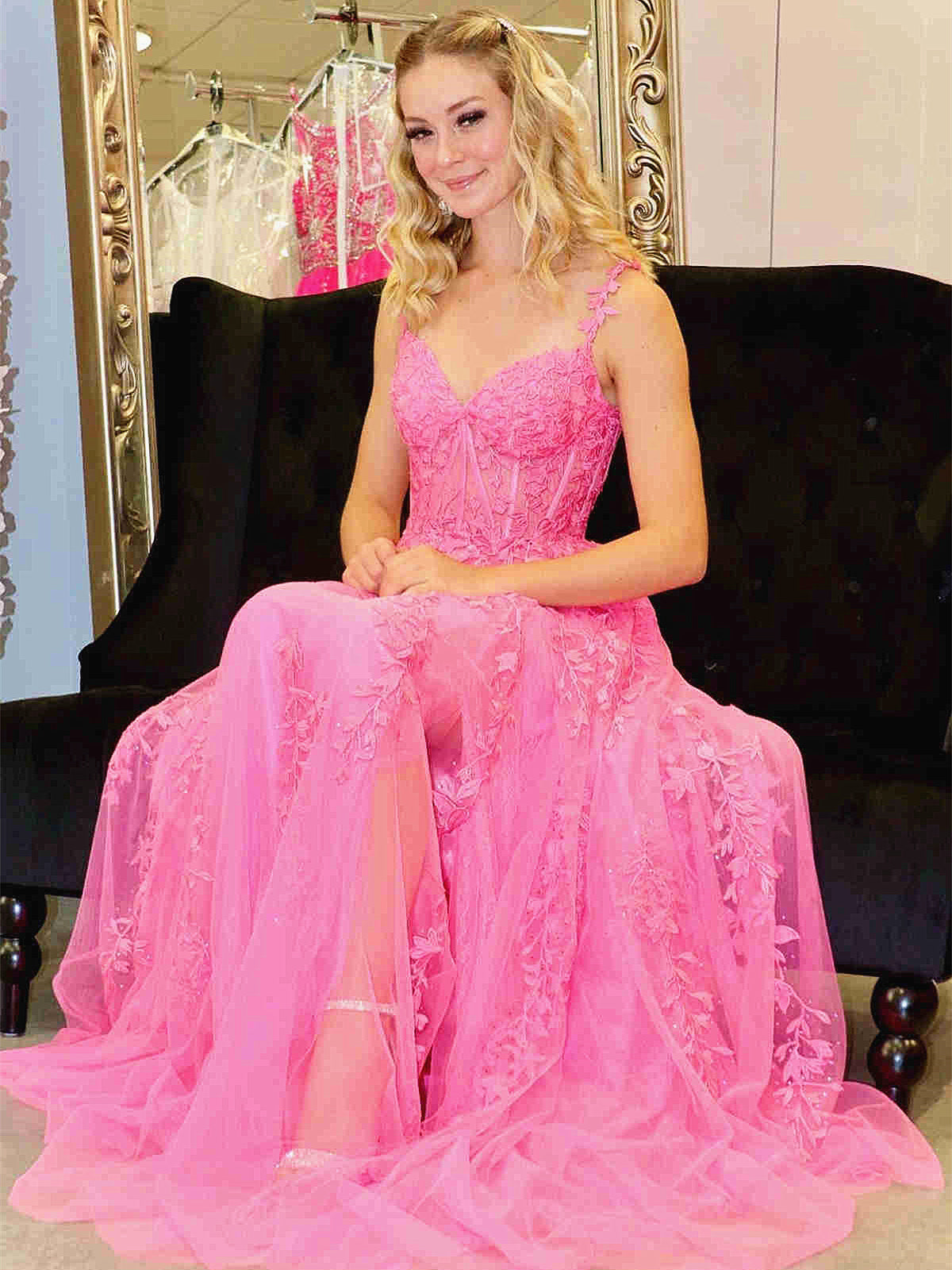 Elegant Long Lace Prom Dresses, Long Lace Formal Evening Dresses