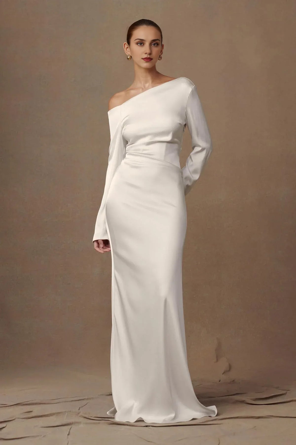 Weitese Formal Wear Dresses Long Sleeve Elegant Maxi Dress Ivory Wedding Dress Prom Dress Shops